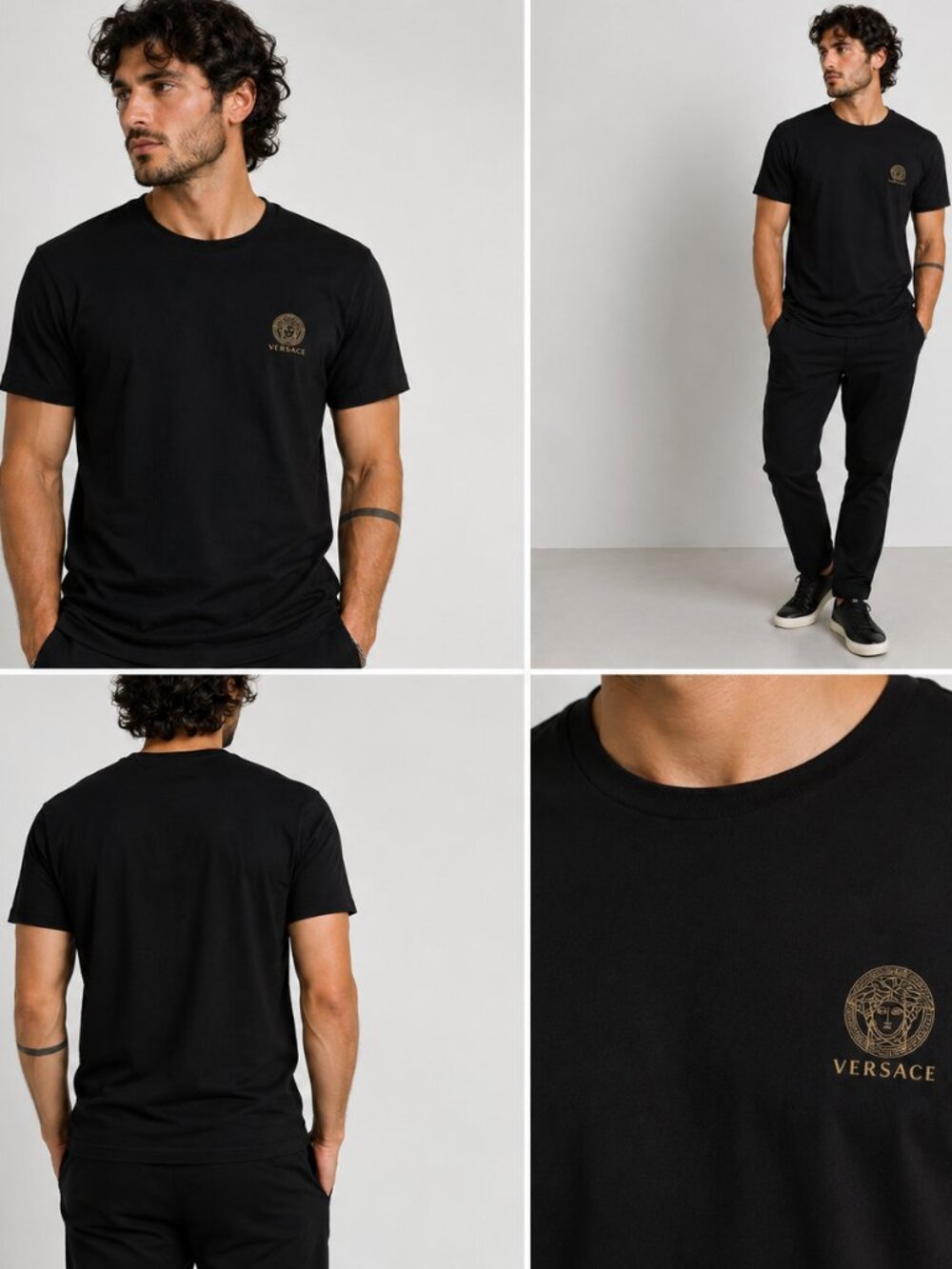 Versace Medusa Logo T-Shirt Black Made In Italy Men's Medium NFC Authenticated